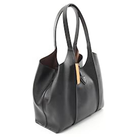 Tod's-Tod's T Timeless Leather Tote Bag Black-Black