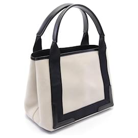 Balenciaga-Balenciaga Navy Cabas S Canvas Leather Tote-Black