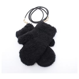 Max Mara Alpaka Teddy Bear Handschuhe Schwarz