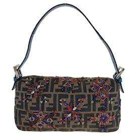 Fendi-Fendi Zucca Mamma Bucket Beaded Shoulder Bag-Brown