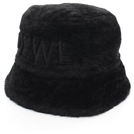 Loewe Shearling Bucket Hat Black Black