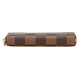 Louis Vuitton-Louis Vuitton Damier Zippy Coin Purse N63070 Brown PVC Leather-Brown