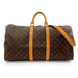 Louis Vuitton-Louis Vuitton Keepall Bandouliere 55 Monogram Canvas Bag-Brown