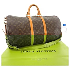Louis Vuitton-Louis Vuitton Keepall Bandouliere 55 Monogram Canvas Bag-Brown