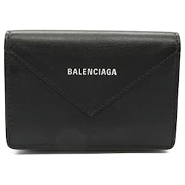 Balenciaga-Balenciaga Leather Card Case 505238-Black