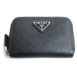 Prada-Prada Saffiano Triangle Coin Case Black-Black
