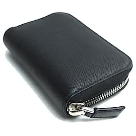 Prada-Prada Saffiano Triangle Coin Case Black-Black