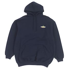 Balenciaga-Balenciaga Bonjour Hoodie Oversized Pullover-Navy blue
