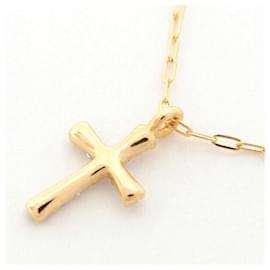 Autre Marque-Agate Diamond Cross Pendant Necklace K18 YG-Golden