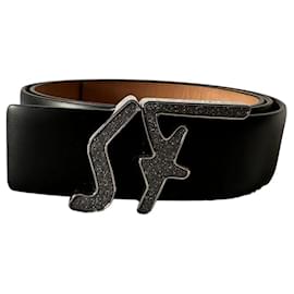 Salvatore Ferragamo-SF black leather belt-Black