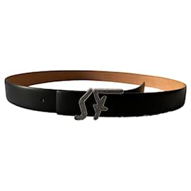 Salvatore Ferragamo-SF black leather belt-Black