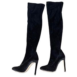 Giuseppe Zanotti Glitzer Overknee Stiefel Schwarz Schwarz