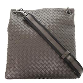 Bottega Veneta-Bottega Veneta Intrecciato Leather Shoulder Bag-Dark brown