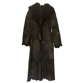 Autre Marque LAPIN Black Fur Long Coat Black