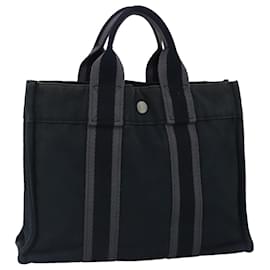 Hermès-HERMES Fourre Tout PM Sac Tote Toile Noir Auth ti2394-Noir