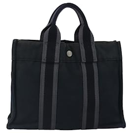 Hermès-HERMES Fourre Tout PM Sac Tote Toile Noir Auth ti2394-Noir