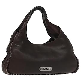 Chanel-CHANEL Chain Hand Bag Lamb Skin Brown CC Auth yk15907A-Brown