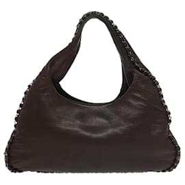 Chanel-CHANEL Chain Hand Bag Lamb Skin Brown CC Auth yk15907A-Brown