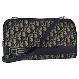 Christian Dior-Christian Dior Trotter Canvas Shoulder Bag Navy Auth 99478-Navy blue