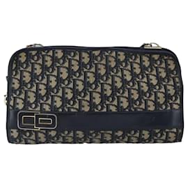 Christian Dior-Christian Dior Trotter Canvas Shoulder Bag Navy Auth 99478-Navy blue