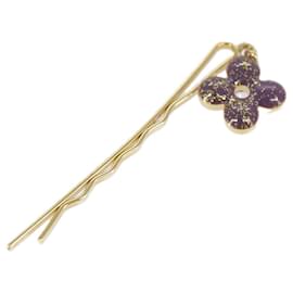 Louis Vuitton-LOUIS VUITTON Hairpin metal 3Set Gold LV Auth 98225-Golden