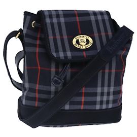 Autre Marque Borsa a spalla Burberrys Nova Check in tela blu navy e oro Auth 99926 D'oro Blu navy