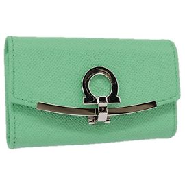 Salvatore Ferragamo Gancini Key Case Leather Peppermint Auth 98227 Green