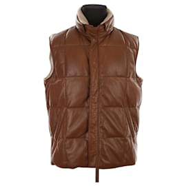 Loro Piana-Sleeveless leather down jacket-Brown