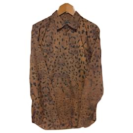 Camicia Prada con Stampa Leopardata in Cotone Stampa leopardo