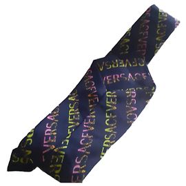 Versace Silk Tie Navy Blue Navy blue