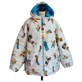 LEVI'S x DIE SIMPSONS Neue reversible Steppjacke mit Etiketten XL Weiß
