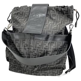 Fendi-Fendi Zucca Nylon Canvas Backpack-Brown,Black