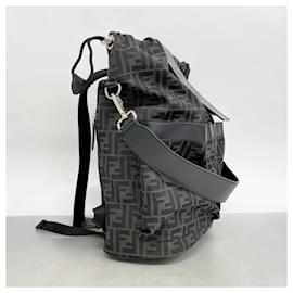 Fendi-Fendi Zucca Nylon Canvas Backpack-Brown,Black
