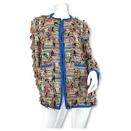 Chanel SS2017 multicolor tweed jacket Pink Blue Multiple colors Green Orange