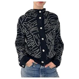 Chanel-hooded cashmere cardigan-Black,Grey,Dark grey,Silver hardware