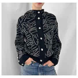 Chanel-hooded cashmere cardigan-Black,Grey,Dark grey,Silver hardware