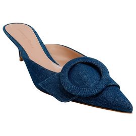 Gianvito Rossi Mid Blue Denim Portofino 55 Mules Blue