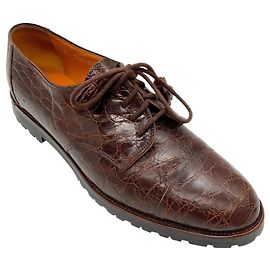 Sapatos Oxford de couro de crocodilo marrom Ralph Lauren Marrom