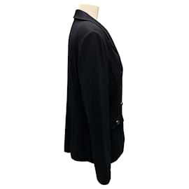 Autre Marque-St. John Collection Navy Blue 2018 Button-Front Wool Knit Jacket-Navy blue