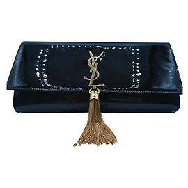 Yves SAINT LAURENT Handtasche Kate Clutch Schwarzes Lackleder Schwarz