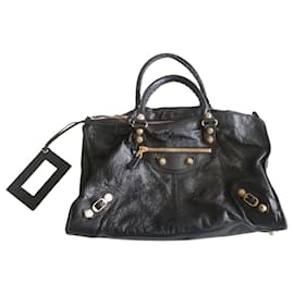 Balenciaga-Balenciaga  Black Work City Bag GHW-Black