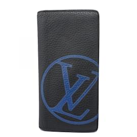 Louis Vuitton-Louis Vuitton Long Wallet LV Circle Portefeuille Brazza M67765-Black,Navy blue