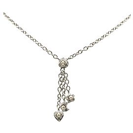 Dior Metall Herz Stern Mond Kunstperlen Halskette Silber