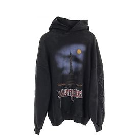 Sudadera de algodón Balenciaga Paris Moon 744462 Negro