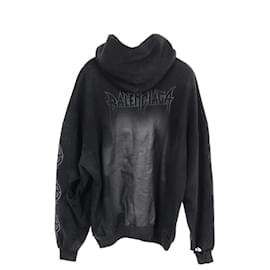Balenciaga-Balenciaga Paris Moon Cotton Hoodie 744462-Black