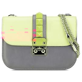 Valentino-Valentino Rockstuds Leather Shoulder Bag-Pink