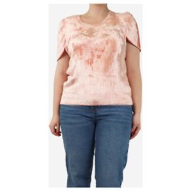 Dries Van Noten Rosa kurzärmeliger Samtpullover - Größe M Pink