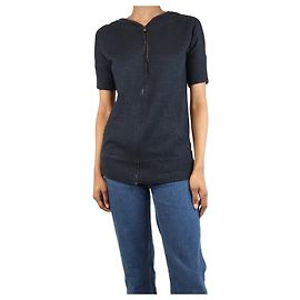 Loro Piana Hoodie en cachemire bleu à manches courtes - taille UK 6 Bleu