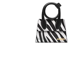 Jacquemus-The Chiquito with knot THE HOUSE Bag with rolled handle.-Black,White
