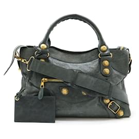 Balenciaga-Balenciaga The Giant City Handbag-Brown,Green